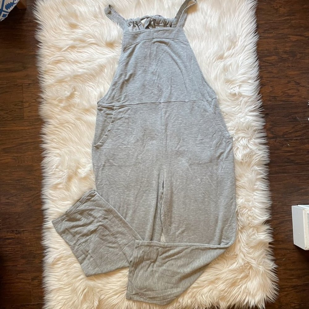 American Eagle gray soft fleece overalls